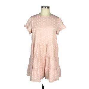 RACHEL PARCELL Dress Pink White Polka Dot Oversized Babydoll Mini Dress Size S